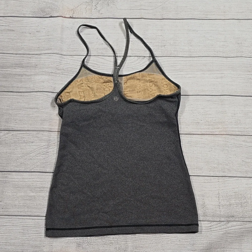 Lululemon Power Y TankHeathered Black / Black Size 6 - Picture 2 of 5